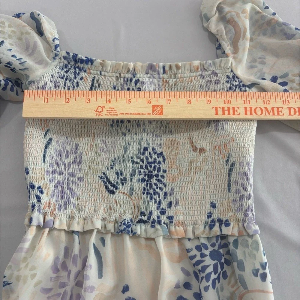 Wilfred Blue and White Floral Long Sleeve‎ Dress - Picture 5 of 9